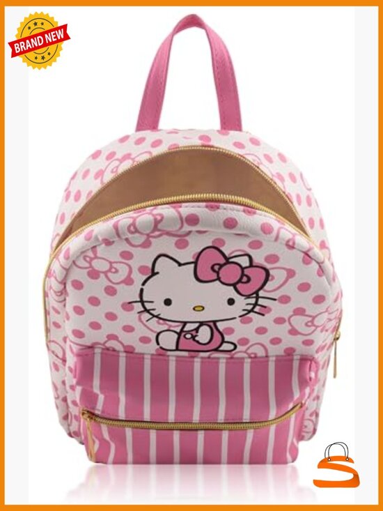Officially Licensed Hello Kitty Mini Backpack, PU Leather Daypack